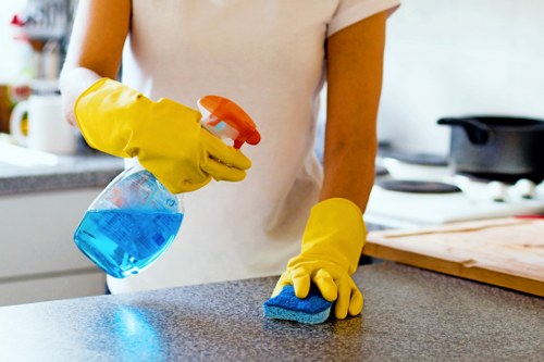 Domestic cleaner working in a Lambeth home kitchen