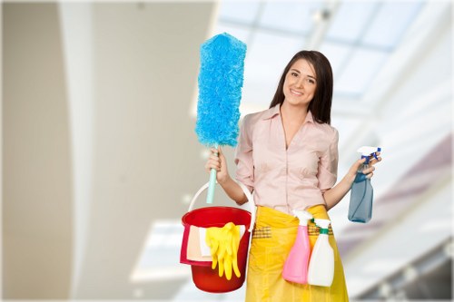 Local office cleaners preparing a commercial premises in Lambeth for the workday
