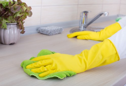 Waste bags and cleaning materials set aside for compliant disposal